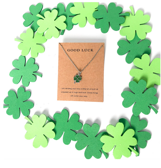 Lucky Four Leaf Clover Necklace & Card