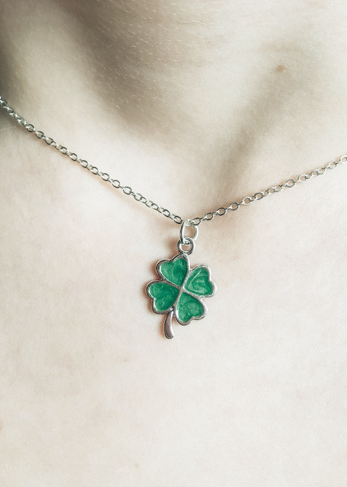 Lucky Four Leaf Clover Necklace & Card